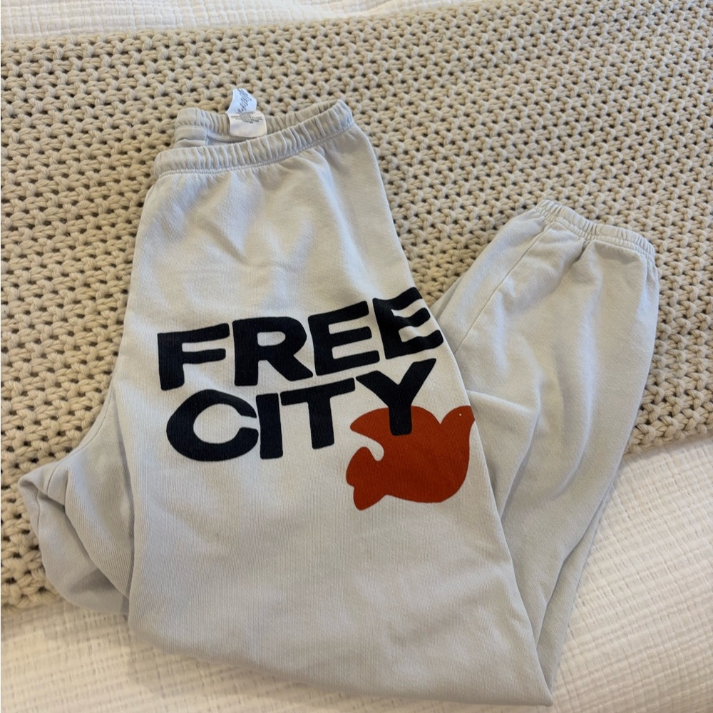Freecity Light Gray Joggers with Black and Red Details